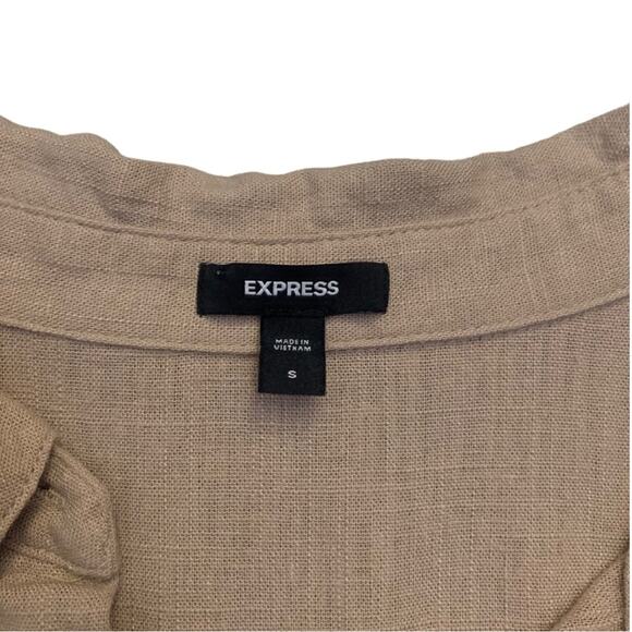 Beige Tan Linen Button Down Sleeveless Top Size Small Summer Blouse Brown - Picture 2 of 9